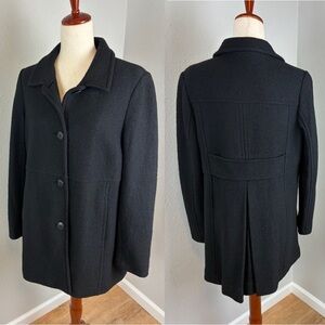 Land’s End Lined Black Wool Blend Peacoat Women’s Size 10